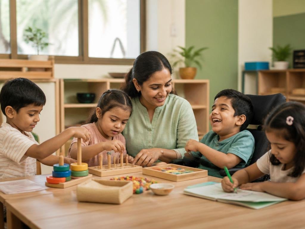 Children learning together in a supportive classroom at Voila Juniors in Powai, Mumbai